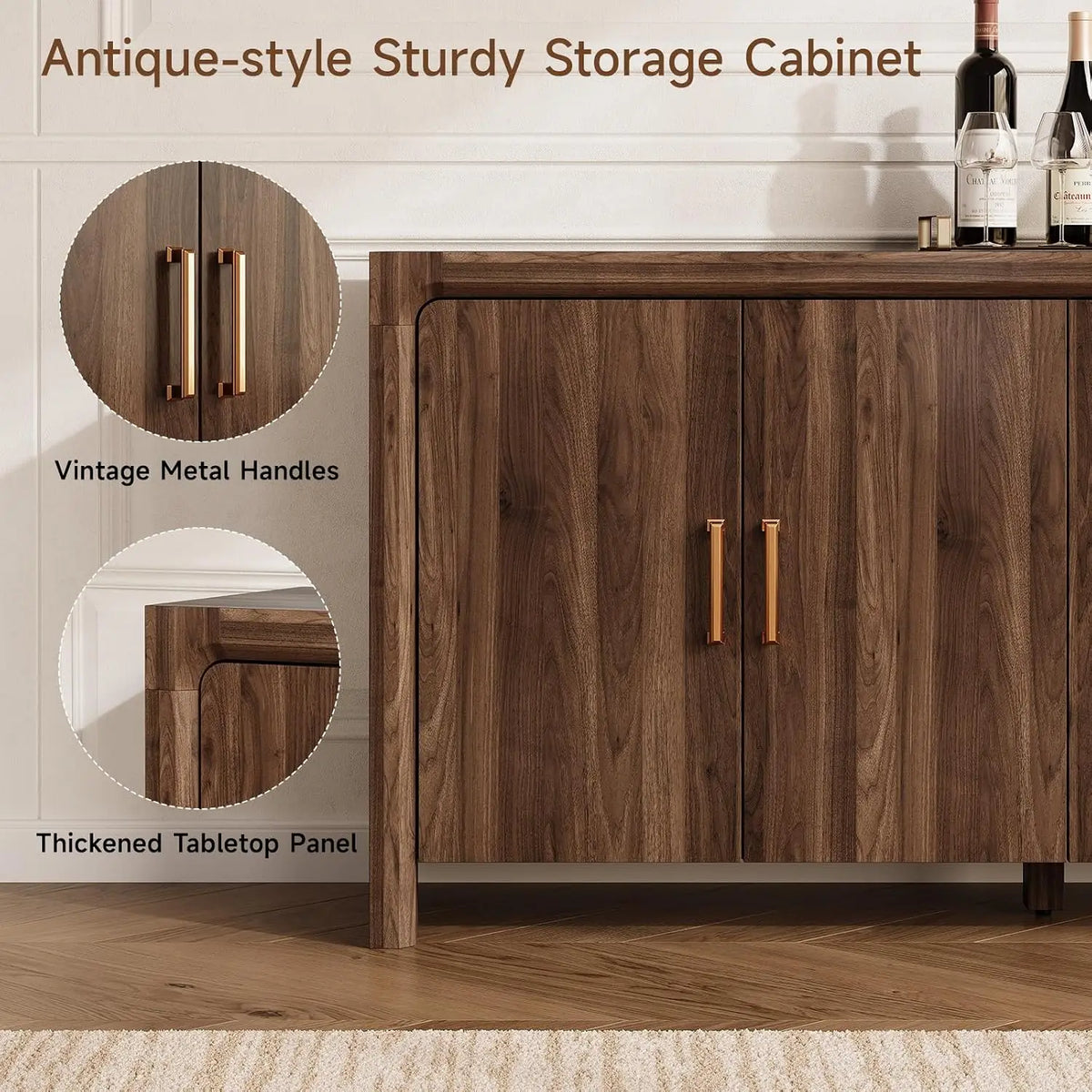 Cloudlark sideboard detail graphic showing metal handles and thickened tabletop panel