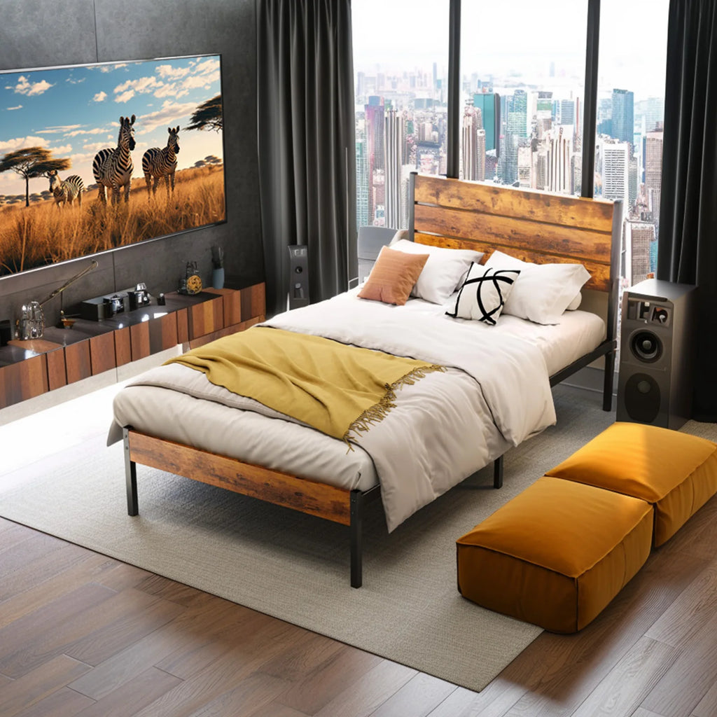 Gleamrise Industrial Metal Platform Bed
