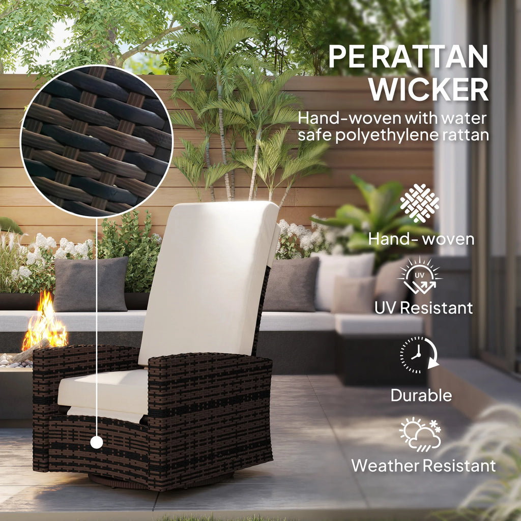 Sablebrook Rattan Swivel Recliner – Khaki