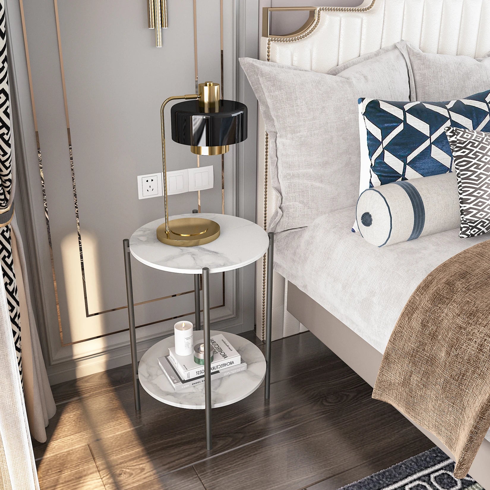 Orlena Two-Tier Sintered Stone Side Table