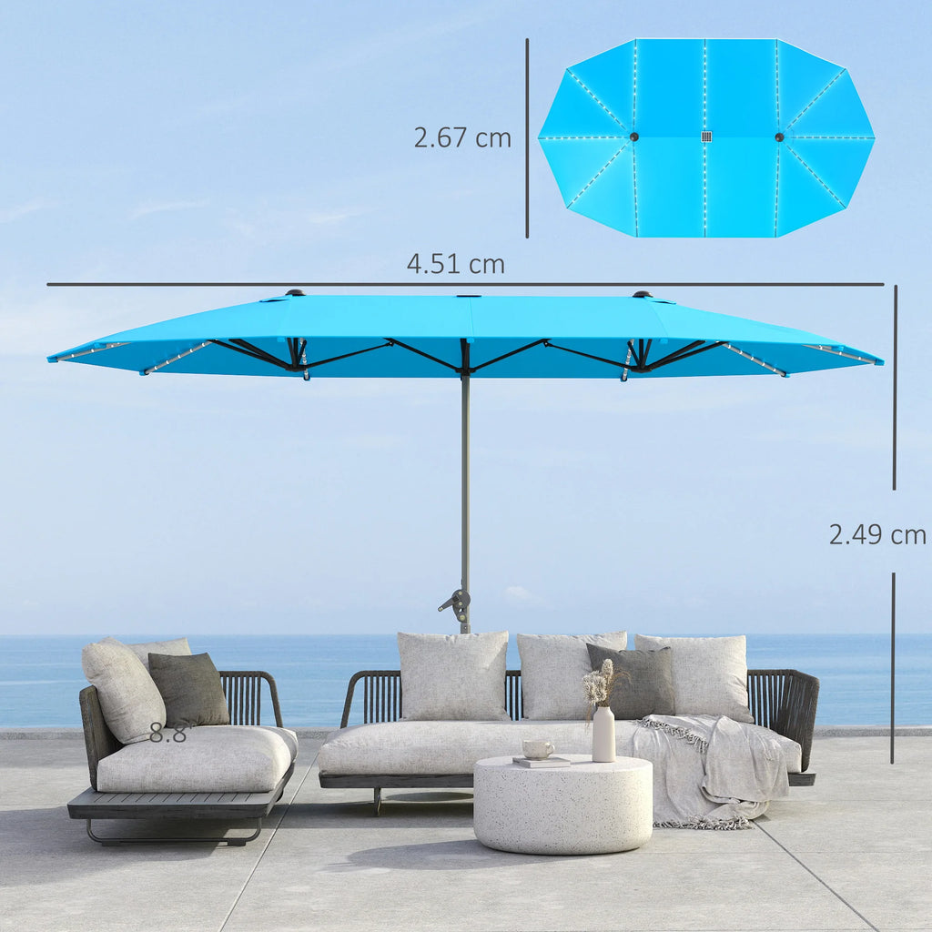 Bluehaven 15′ Solar LED Patio Umbrella – Blue