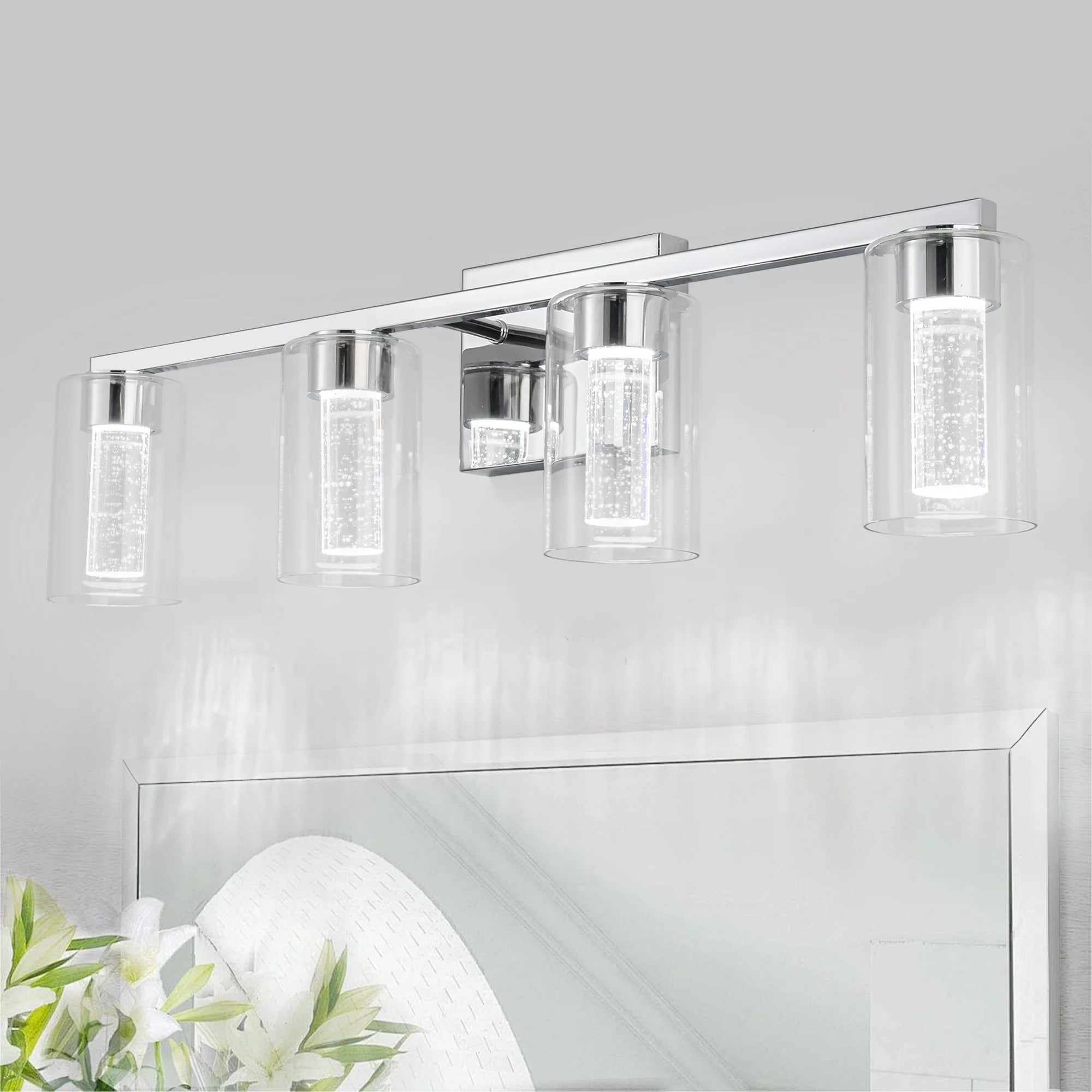 Clarion Four-Light Glass Vanity Sconce