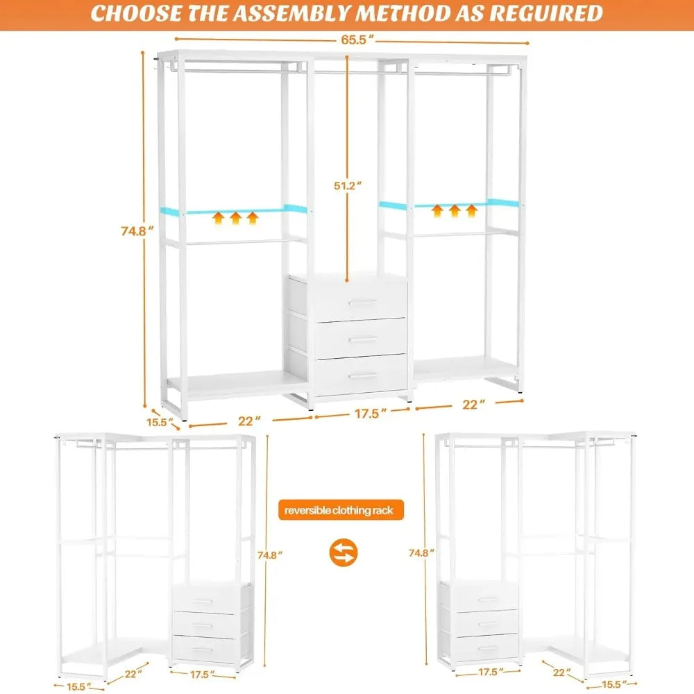 Hangerwell Open Wardrobe Rack with Drawers
