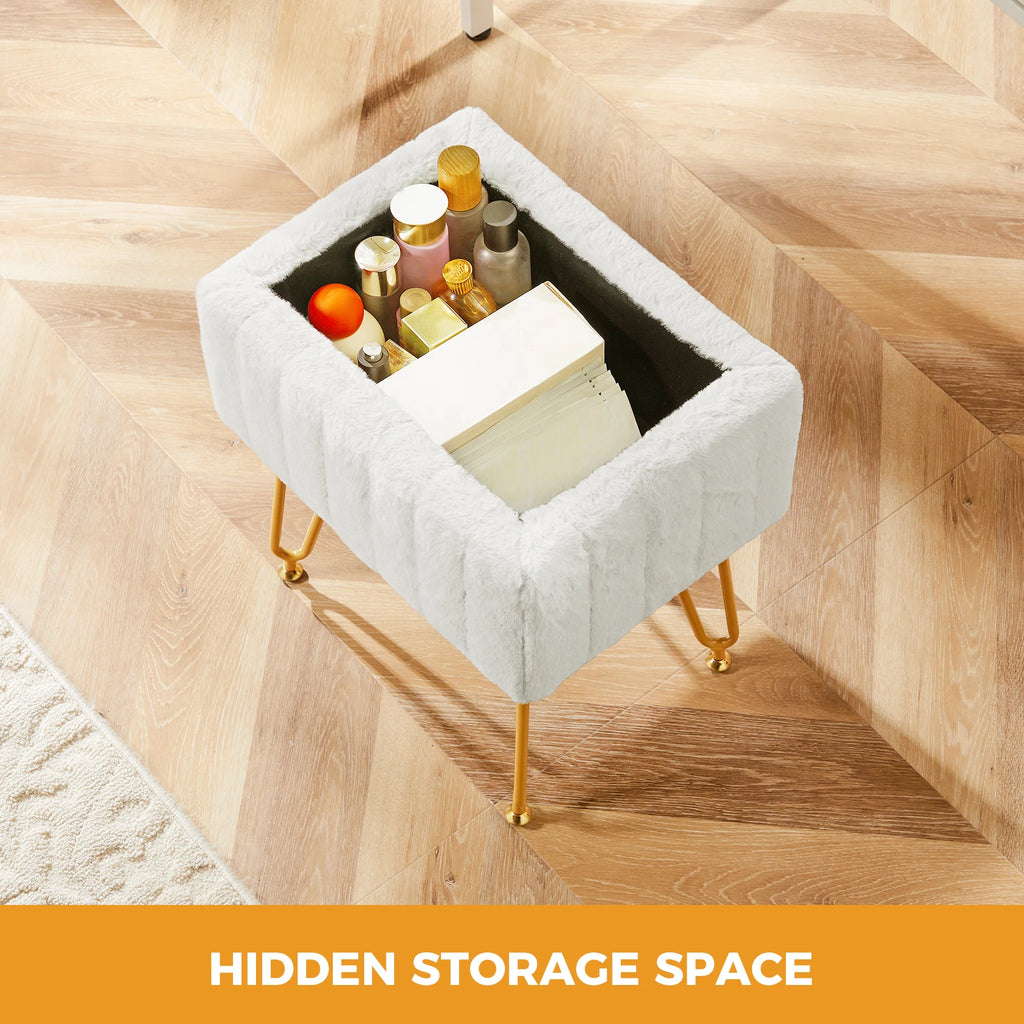 Museecho Faux-Fur Storage Ottoman