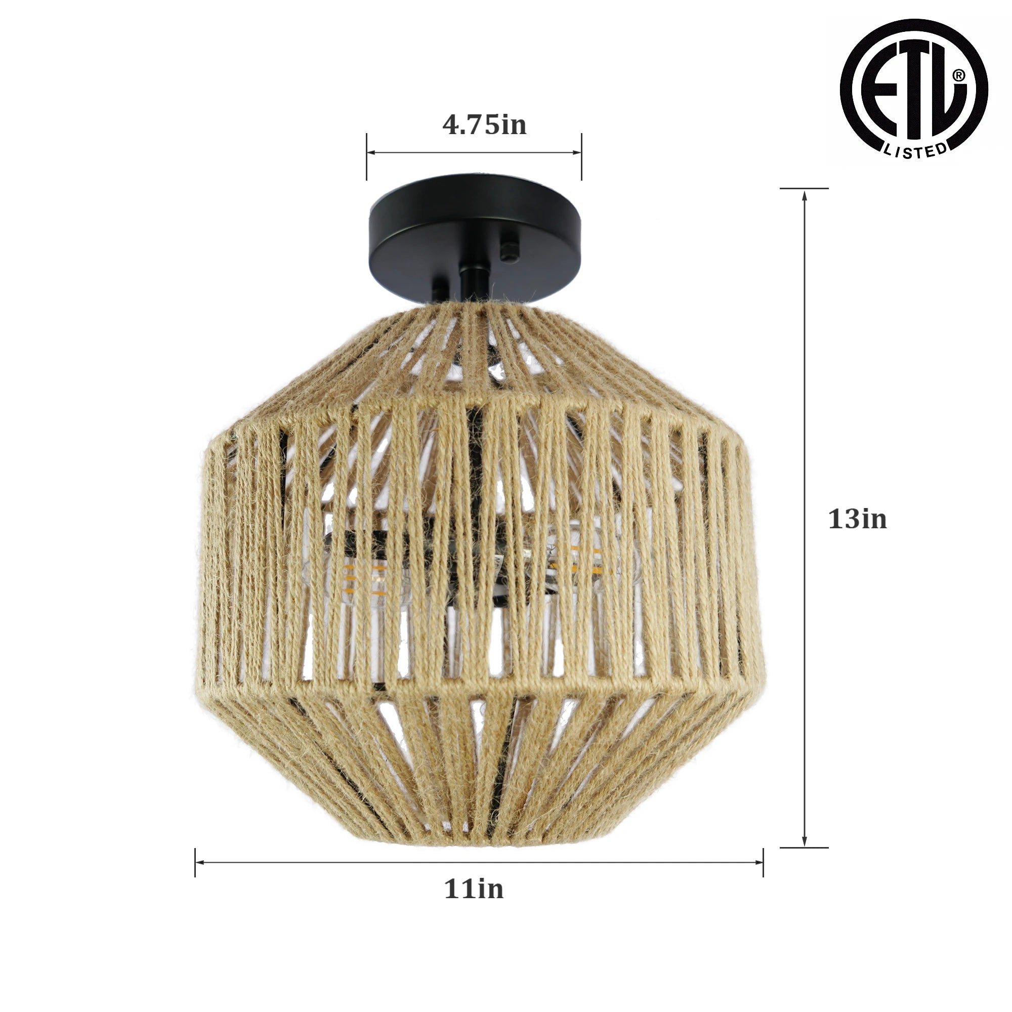 Hearthweave Two-Light Rattan Flush Mount