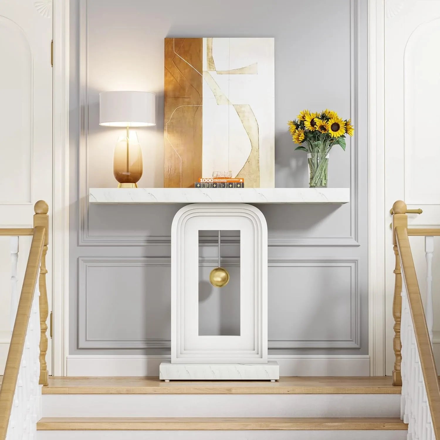 Solenne Faux Marble Console Table