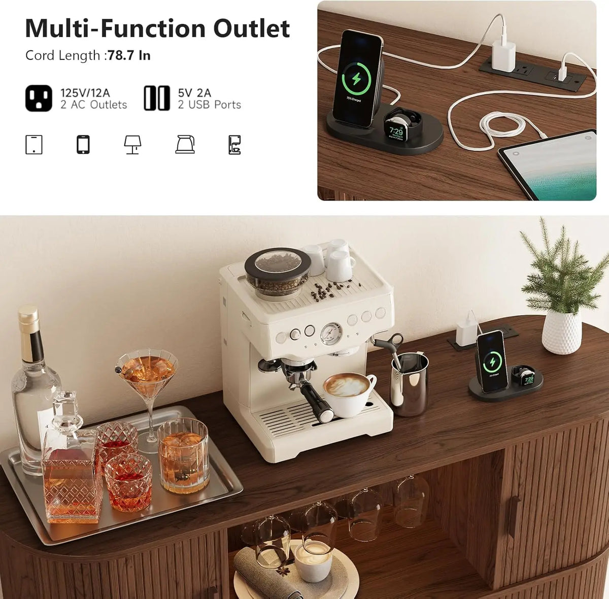 Daydreamecho Fluted Home Bar Cabinet