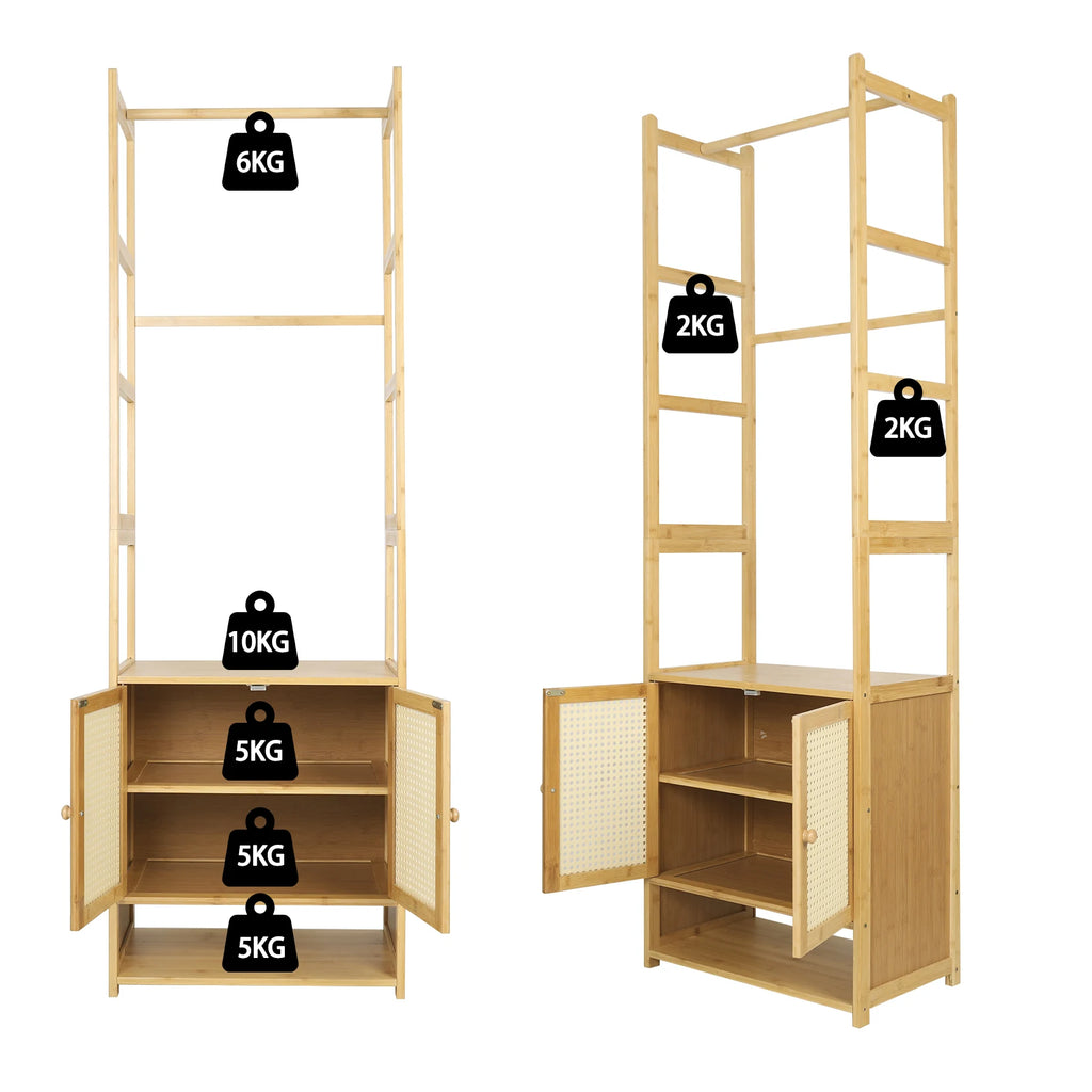 Bramwell Bamboo Garment Rack with Cabinet