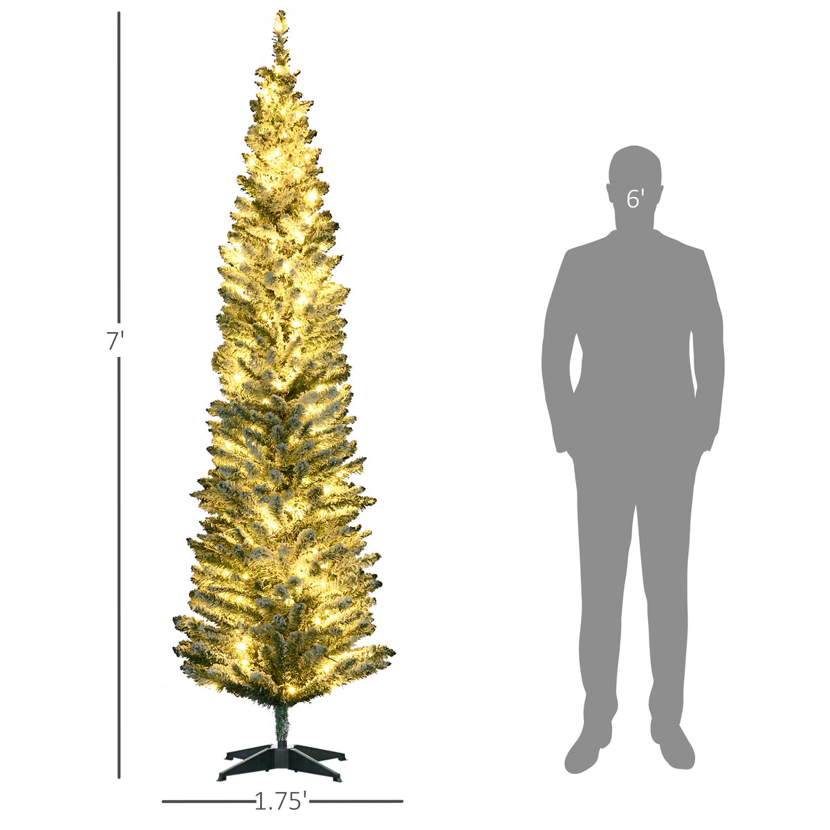 Greenbeam Pre-Lit Pencil Christmas Tree