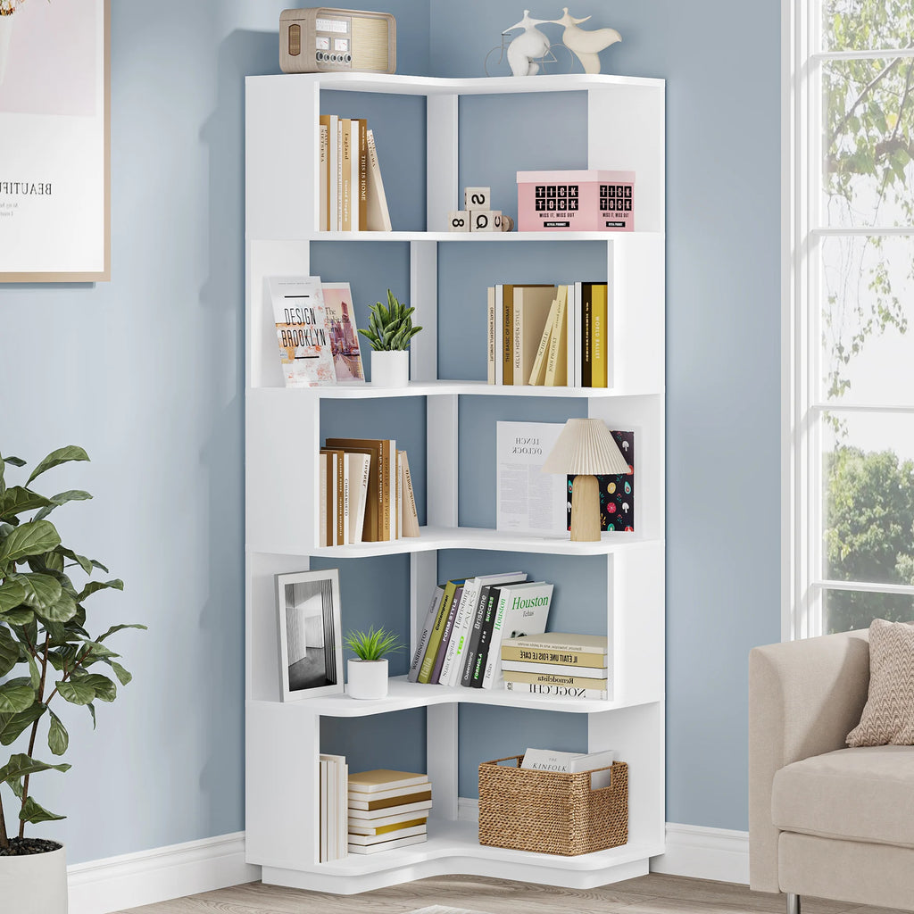 Hazelsong 6-Tier Corner Bookcase