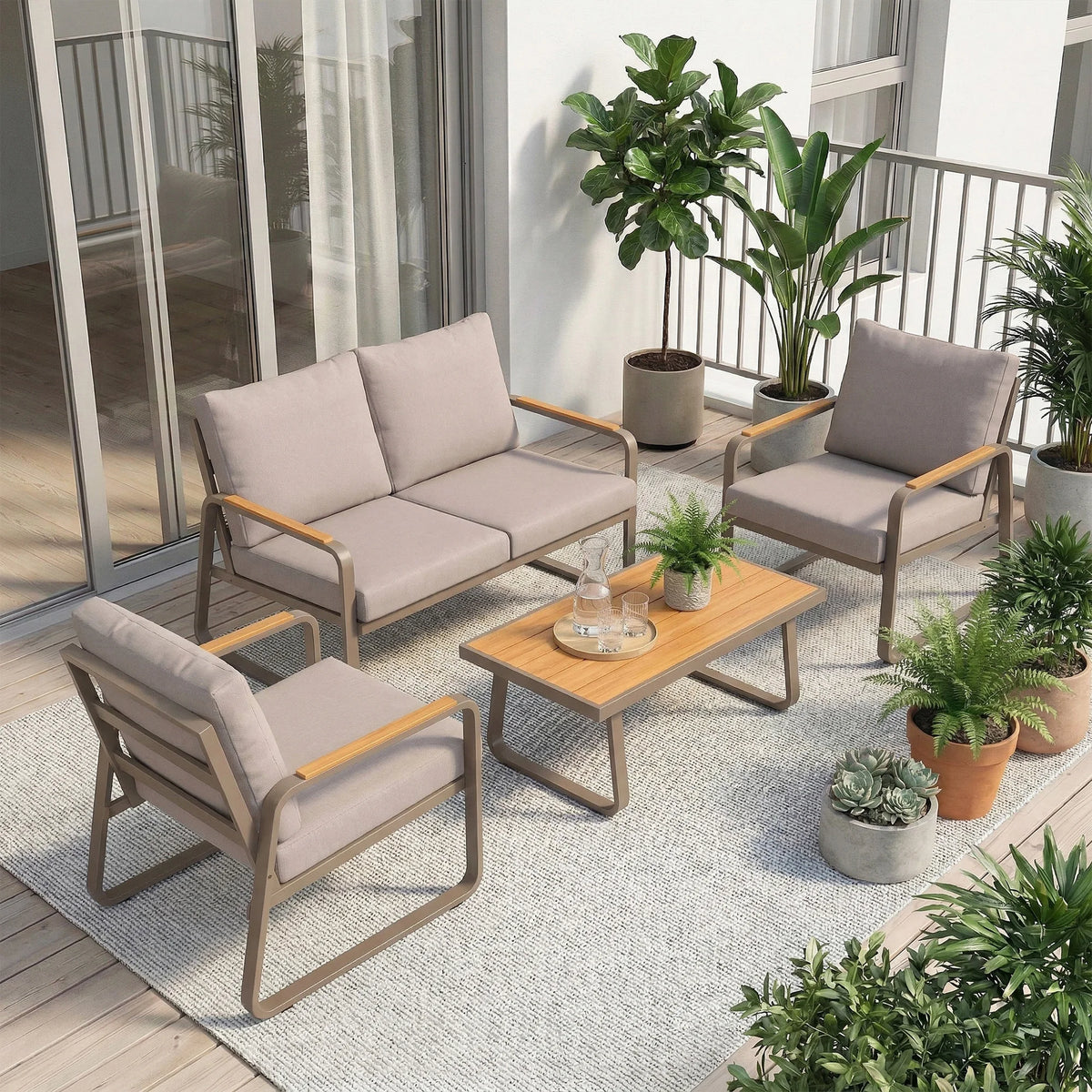 Avencroft Four-Piece Metal Patio Conversation Set