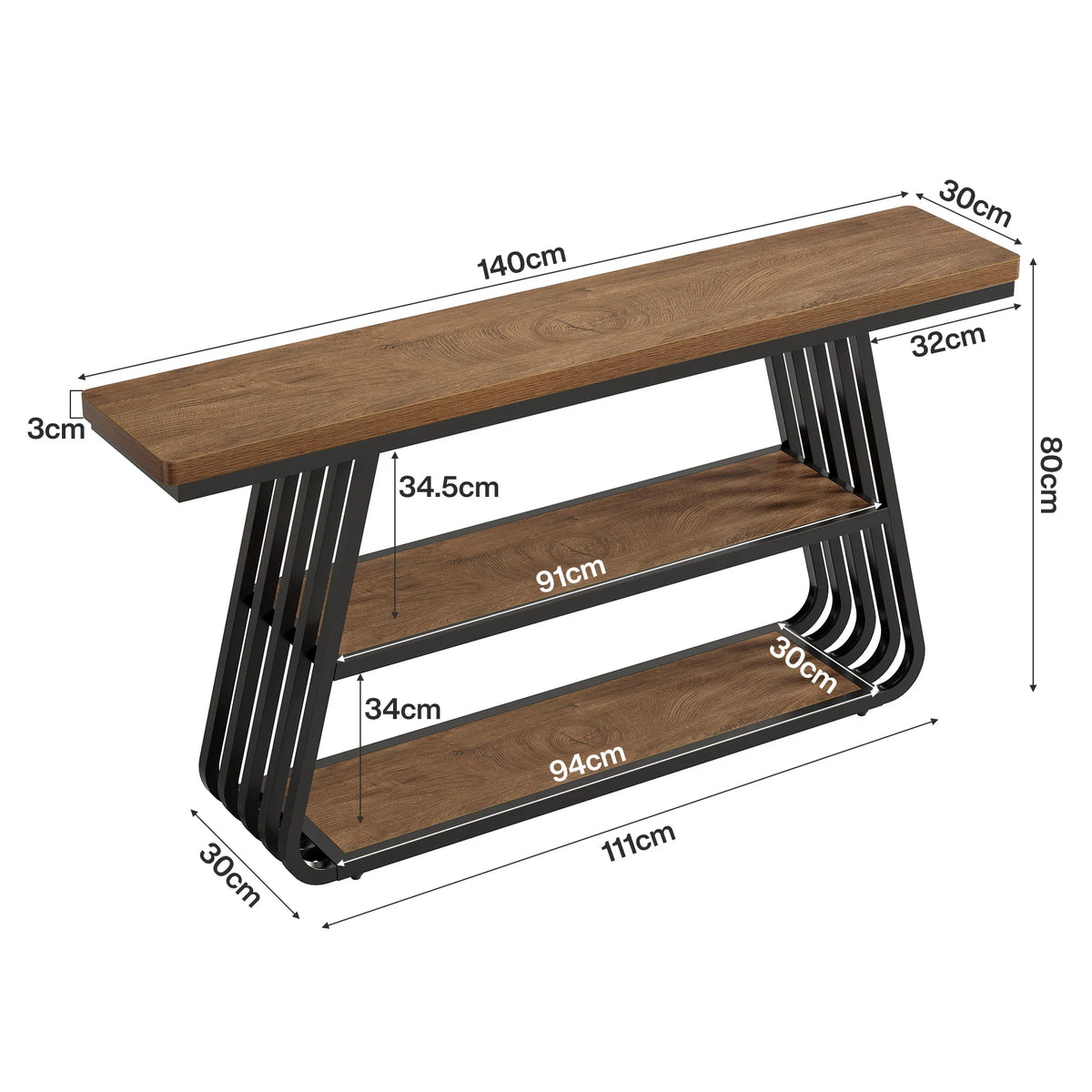 Meadowcharm 3-Tier Console Table