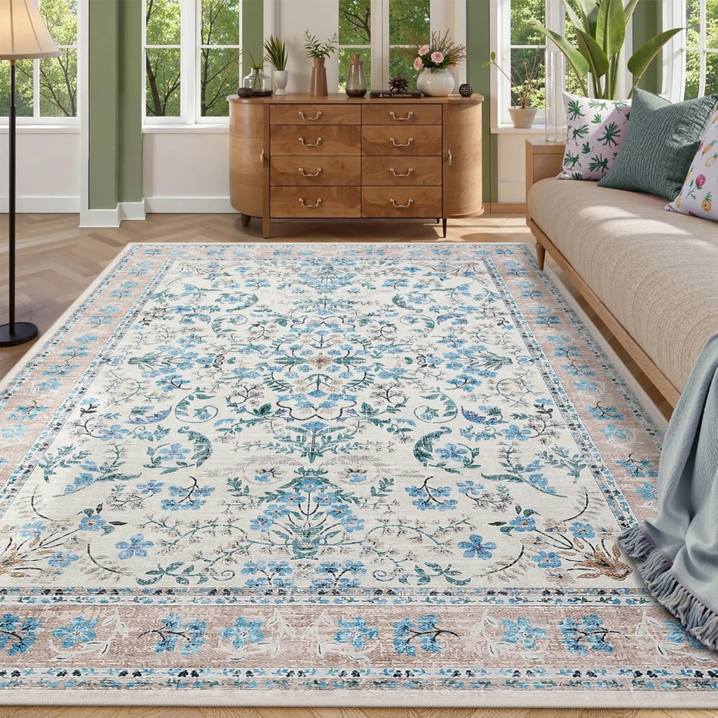 Vireya Washable Floral Area Rug