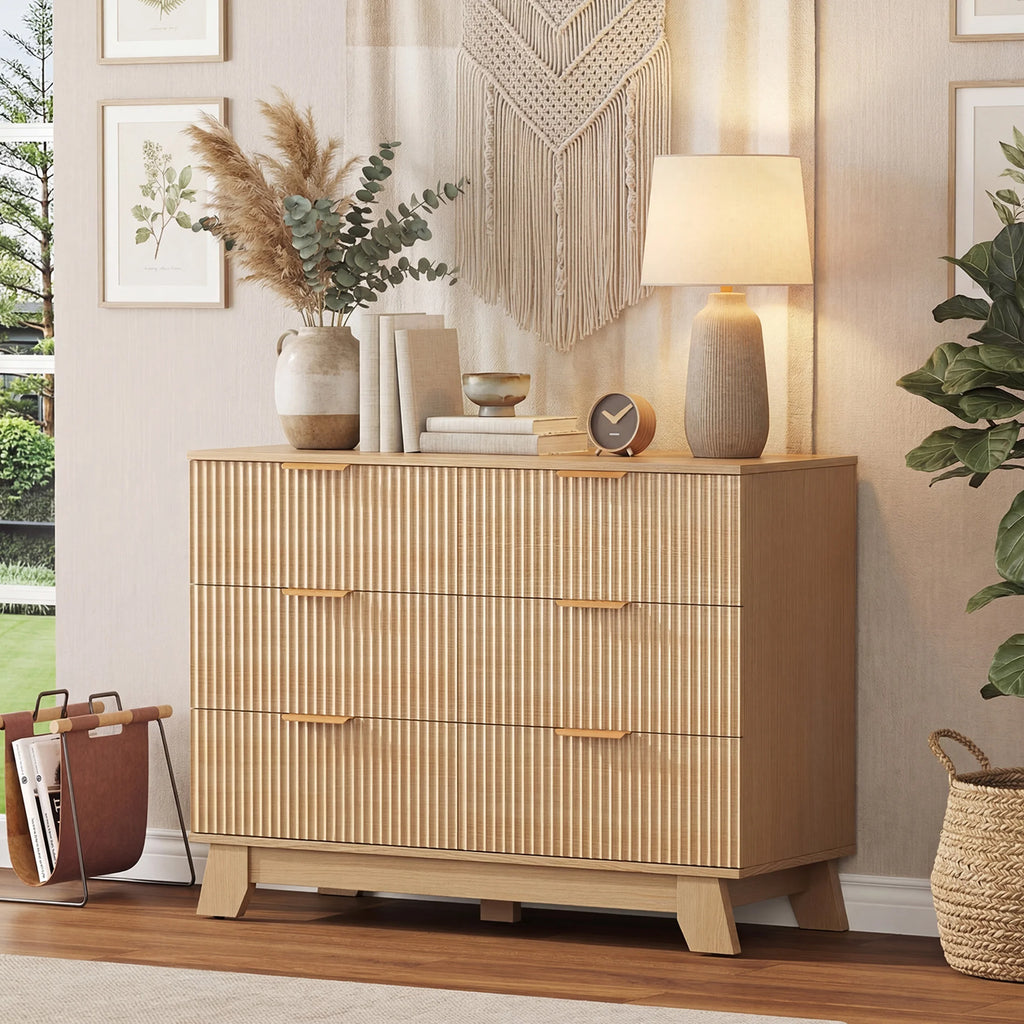 Tressa Fluted Six-Drawer Dresser