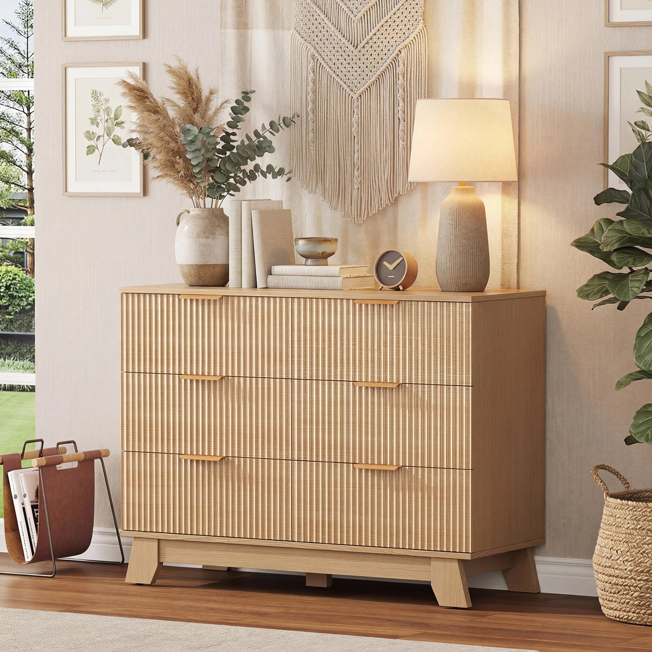 Tressa Fluted Six-Drawer Dresser