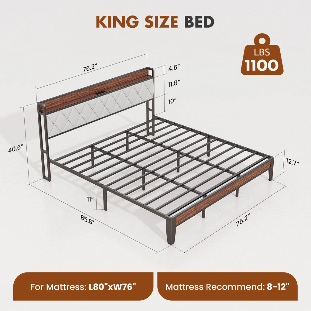 Corbett Metal Platform Bed with Charging Headboard