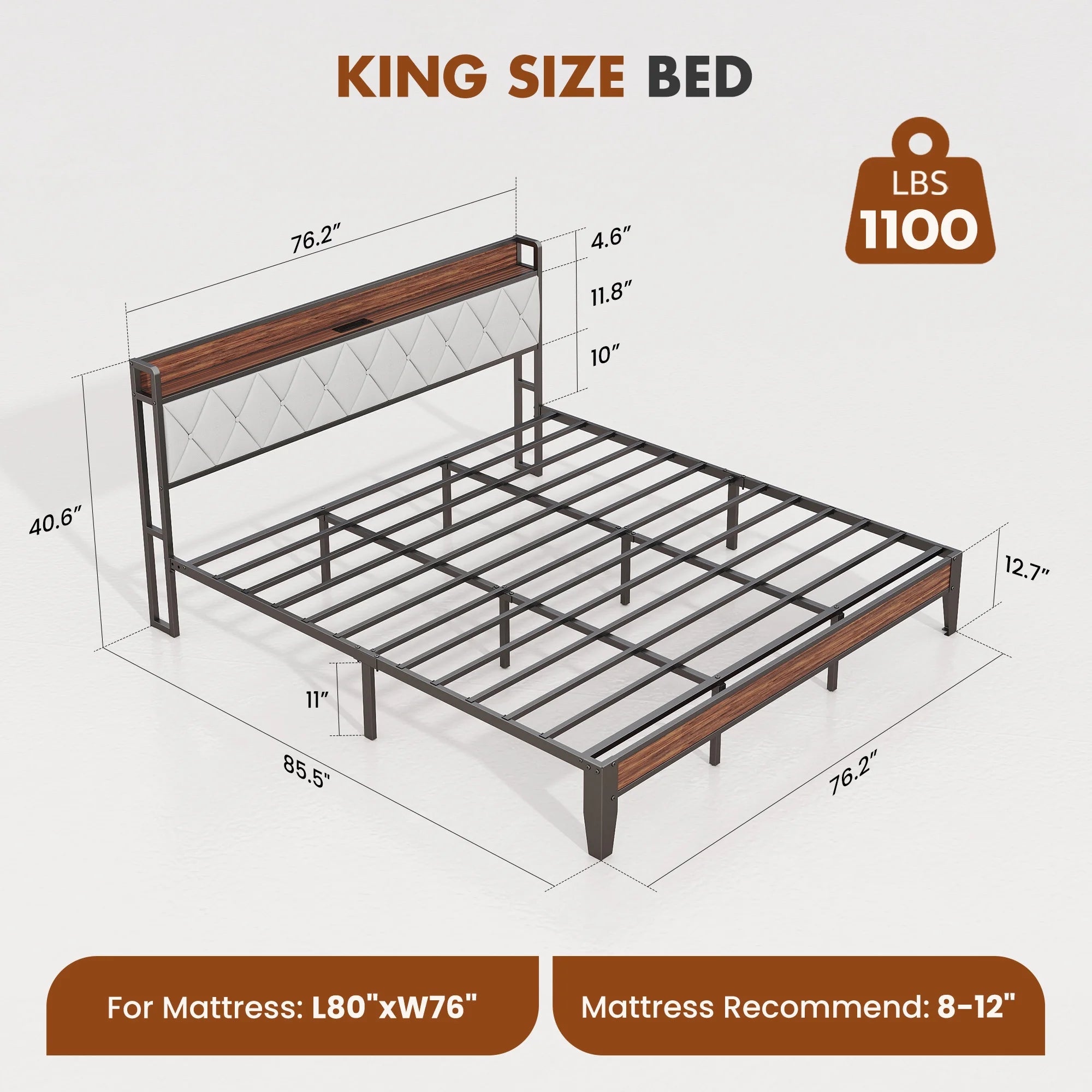 Corbett Metal Platform Bed with Charging Headboard