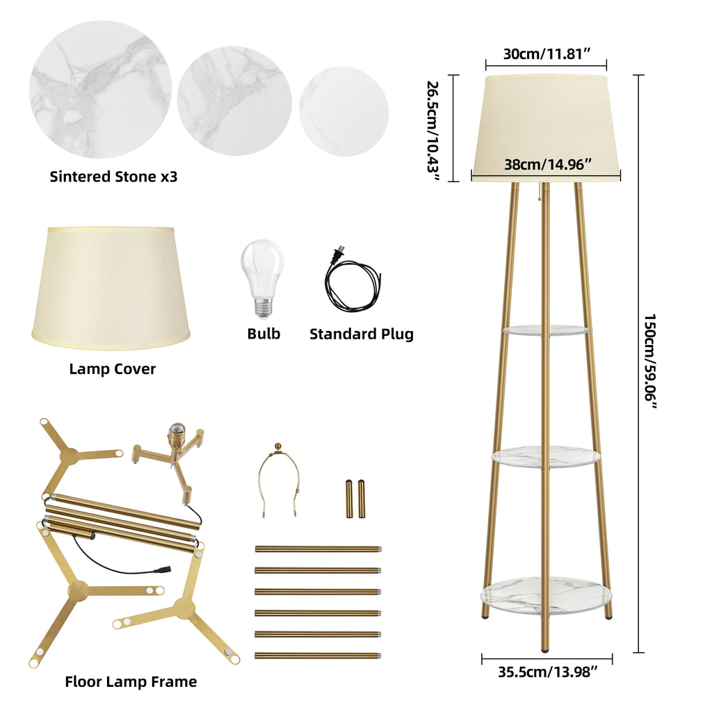 Aureline Tripod Shelf Floor Lamp – Gold