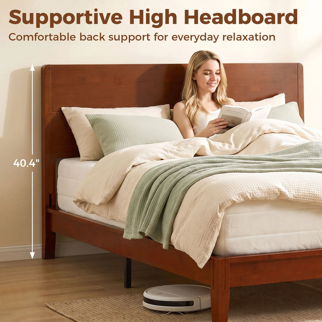 Bambelle bamboo headboard with a 40.4-inch overall-height graphic