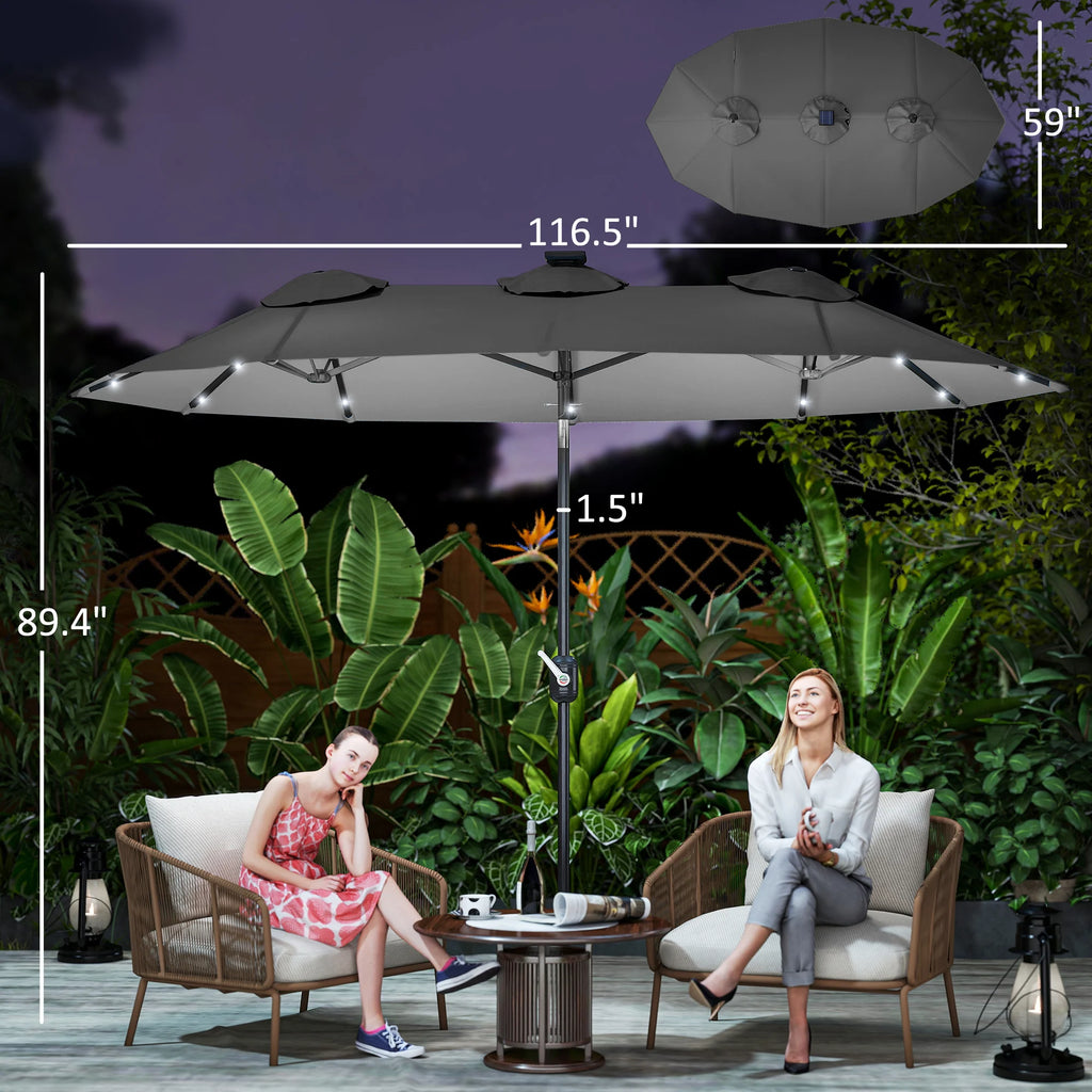 Ashcombe Solar Double Patio Umbrella