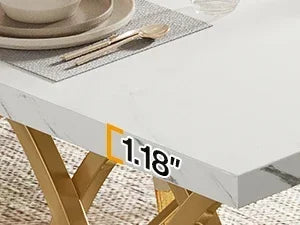 Modern Dining Table with Faux Marble Top