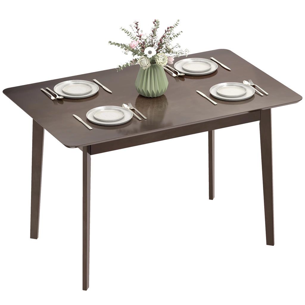Larknote dark brown rectangular dining table styled with four place settings