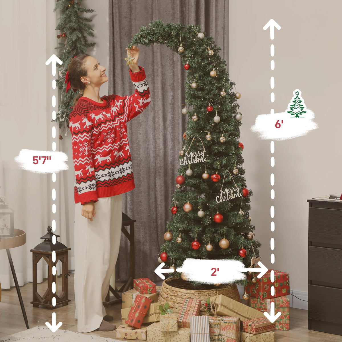 Whimsyglow 6-foot dimension image showing 6-foot height and 2-foot width