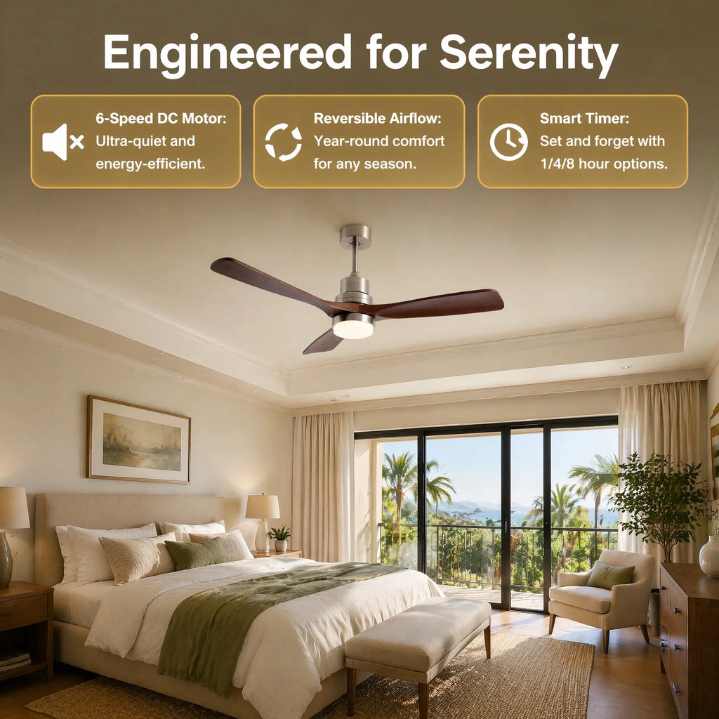 Mereford 52-Inch Ceiling Fan, Nickel