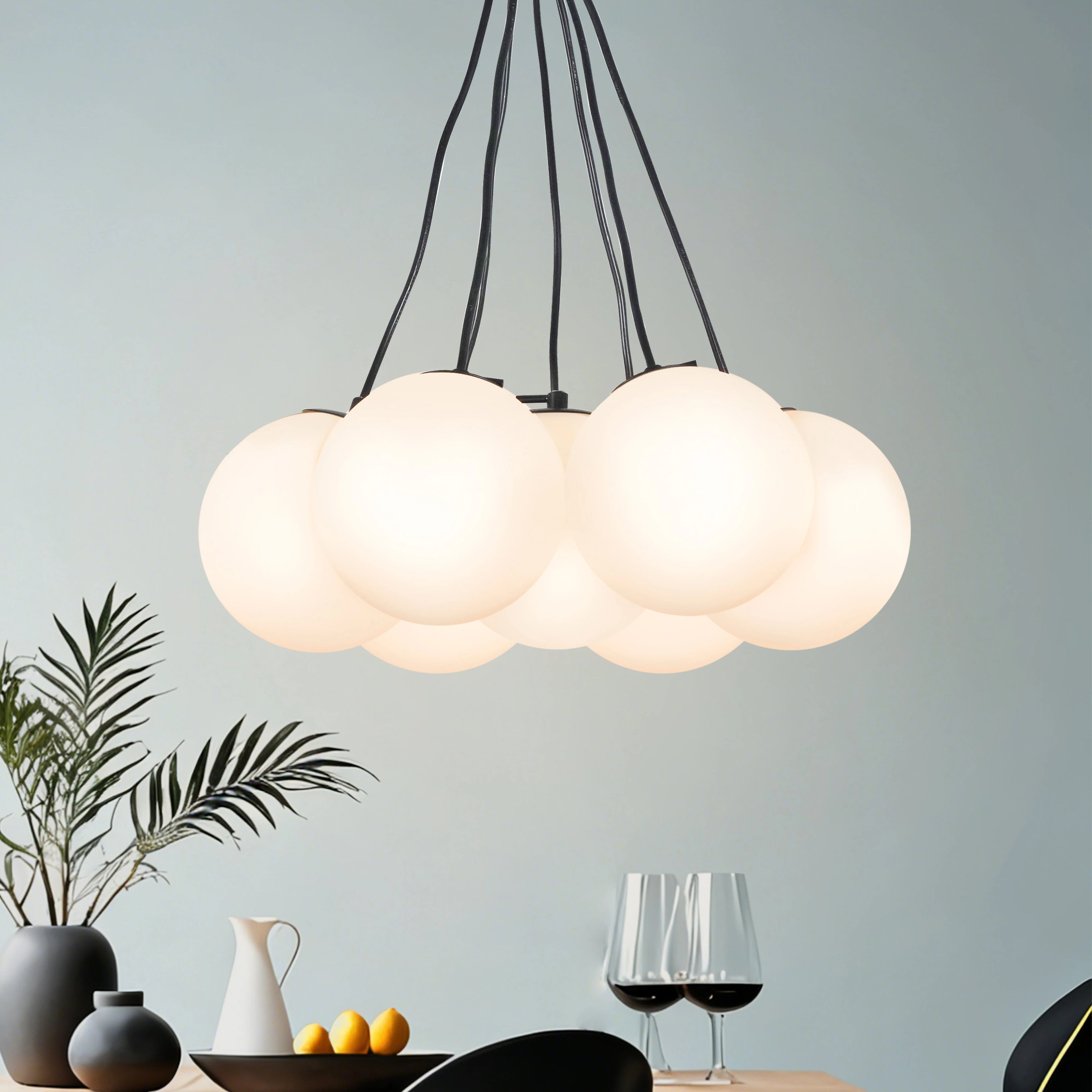 Pearlveil Bubble Glass Pendant – White