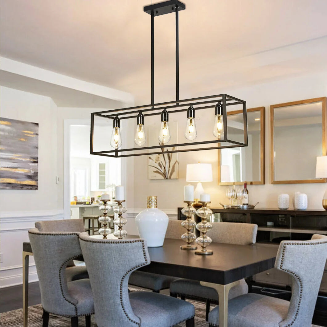 Emberline Five-Light Linear Chandelier – Black