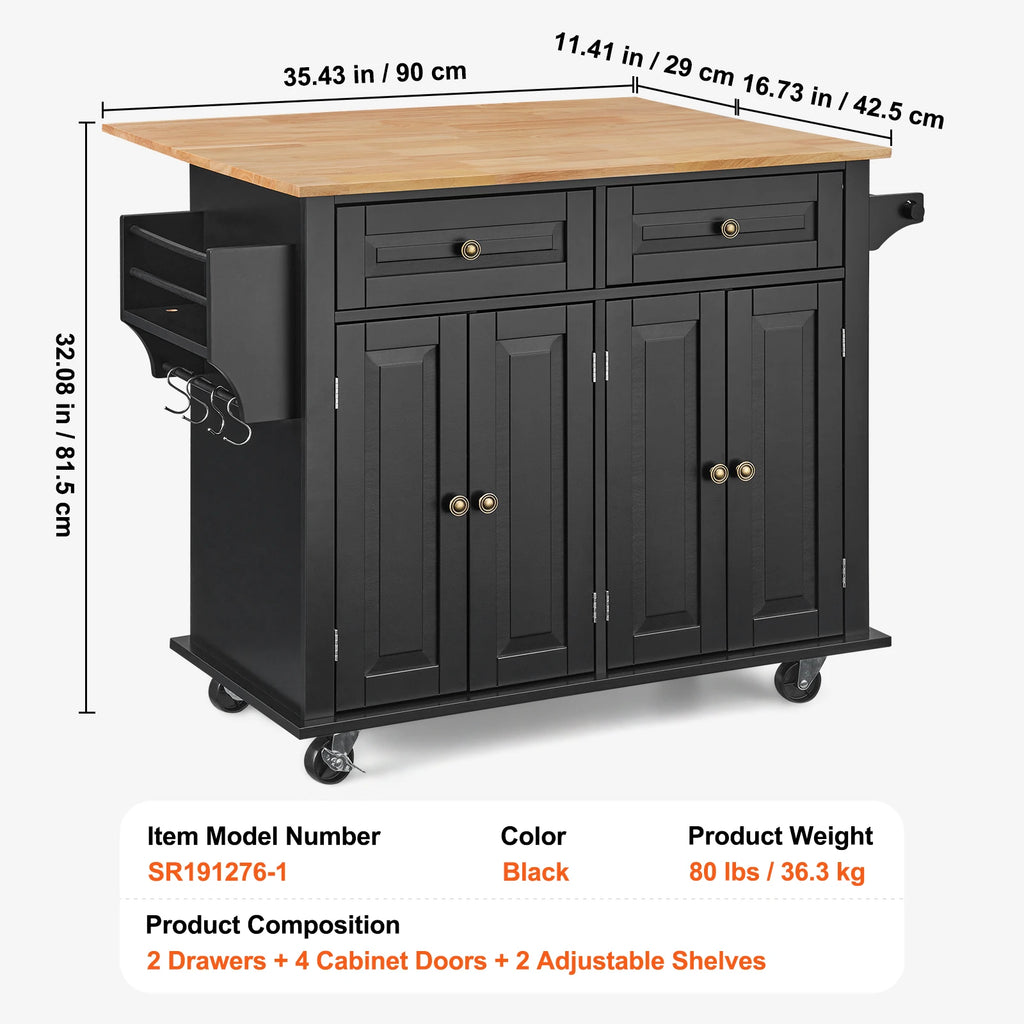 Feathercharm Rolling Kitchen Island