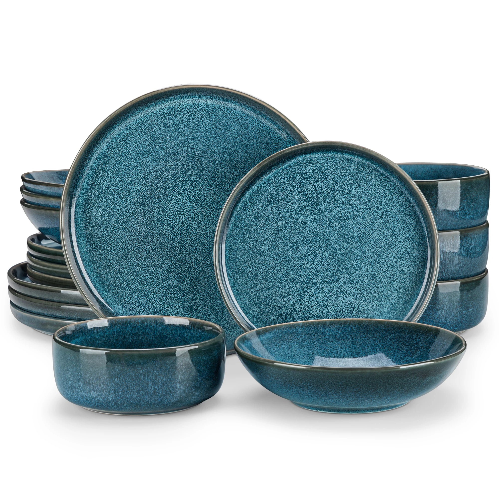 VANCASSO VEGA Reactive Blue Stoneware Dinnerware Set