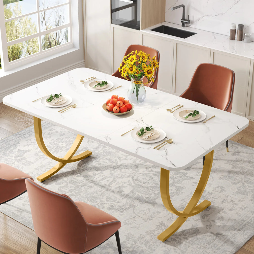 Aureum Faux Marble Dining Table