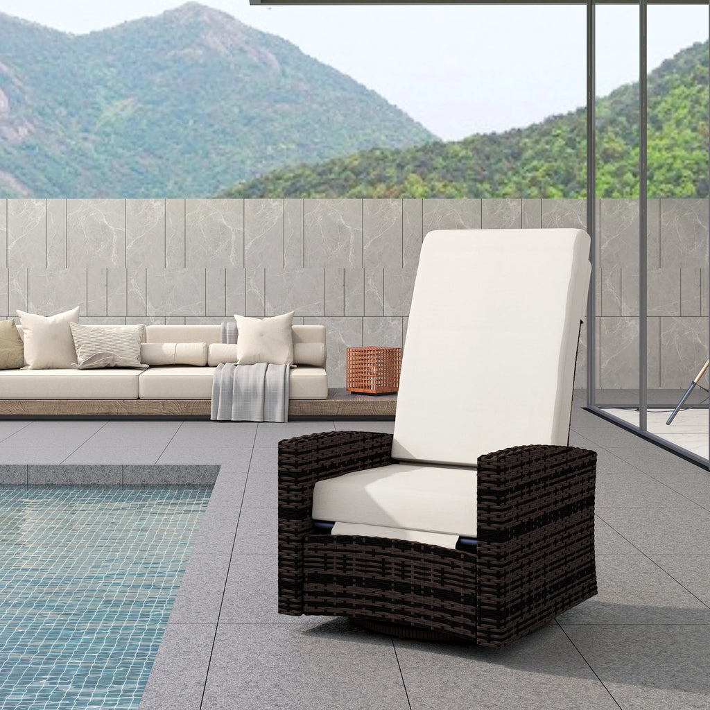 Sablebrook Rattan Swivel Recliner – Khaki