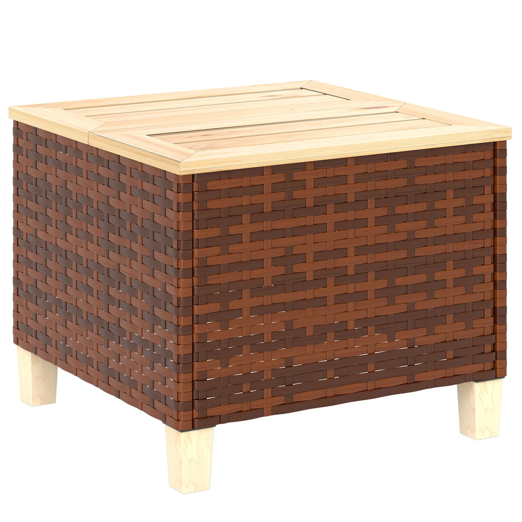 Ashmere Rattan Wood-Top Side Table – Brown