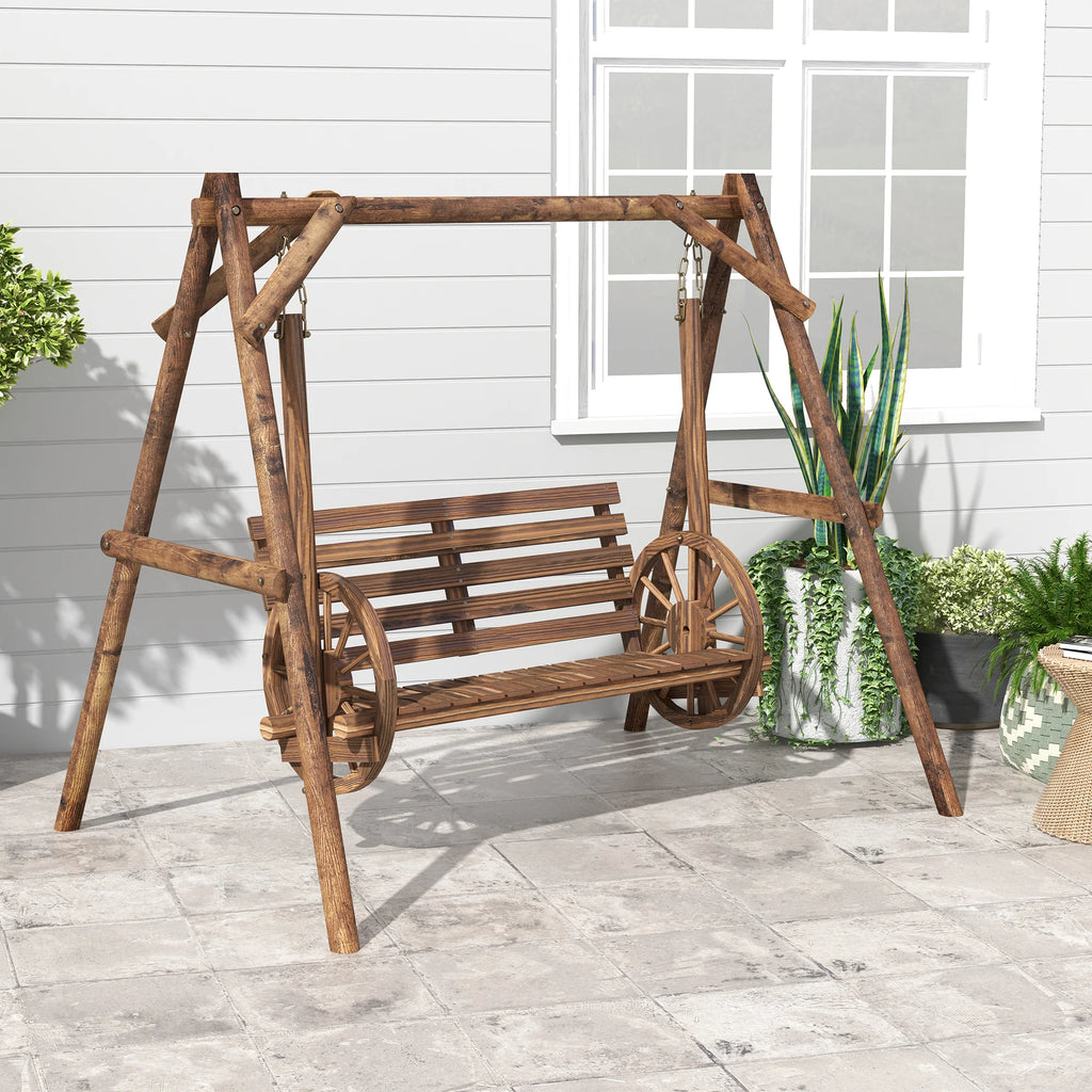 Wheelfern Fir Wood Two-Seat Patio Swing