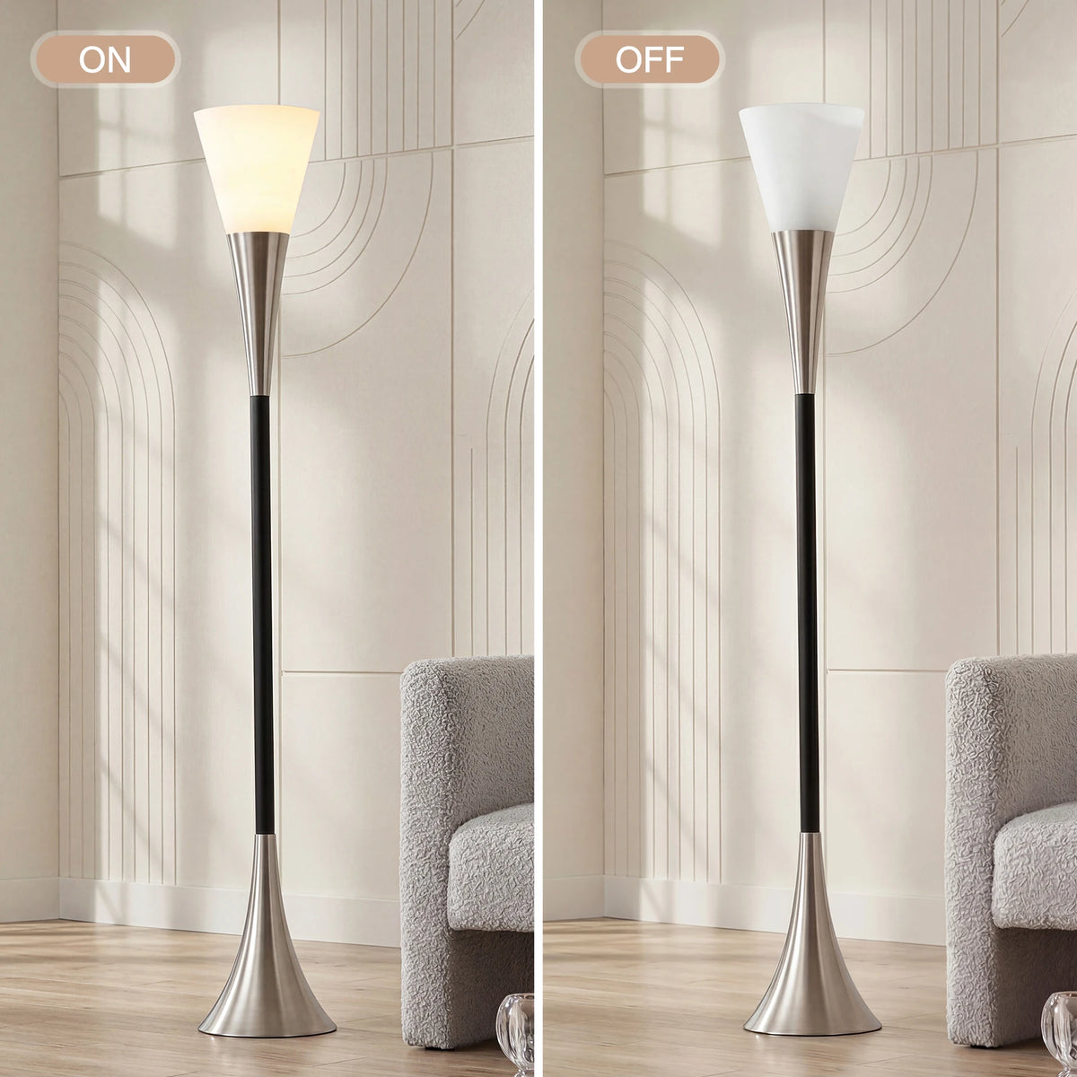 Valmere Sandblasted Glass Floor Lamp