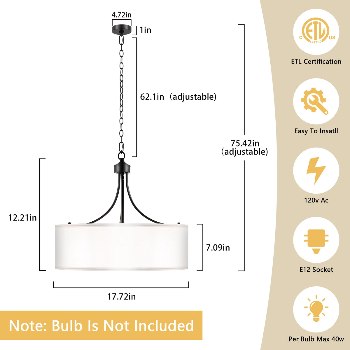 Rosefen Five-Light Drum Chandelier