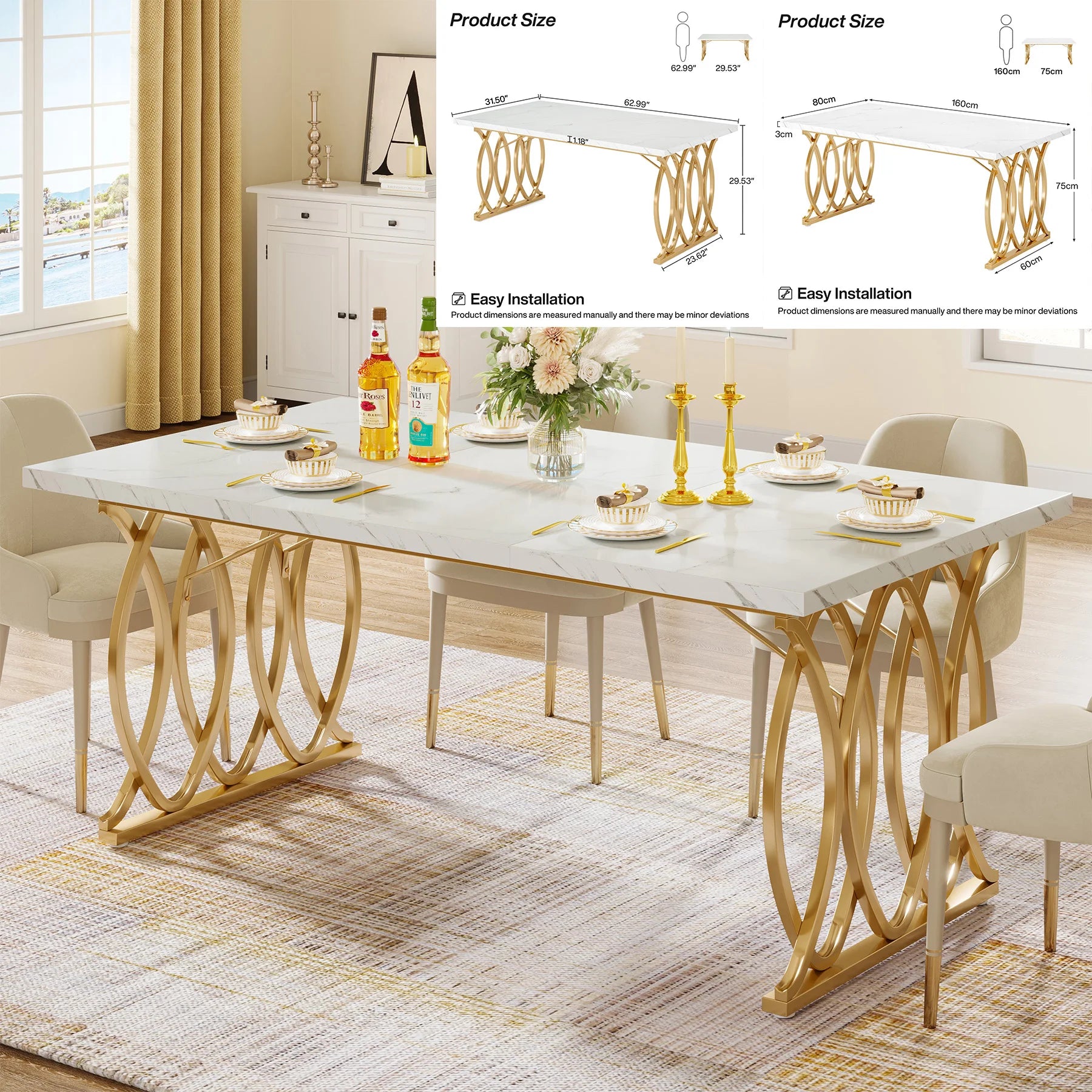 Aureum Faux Marble Dining Table