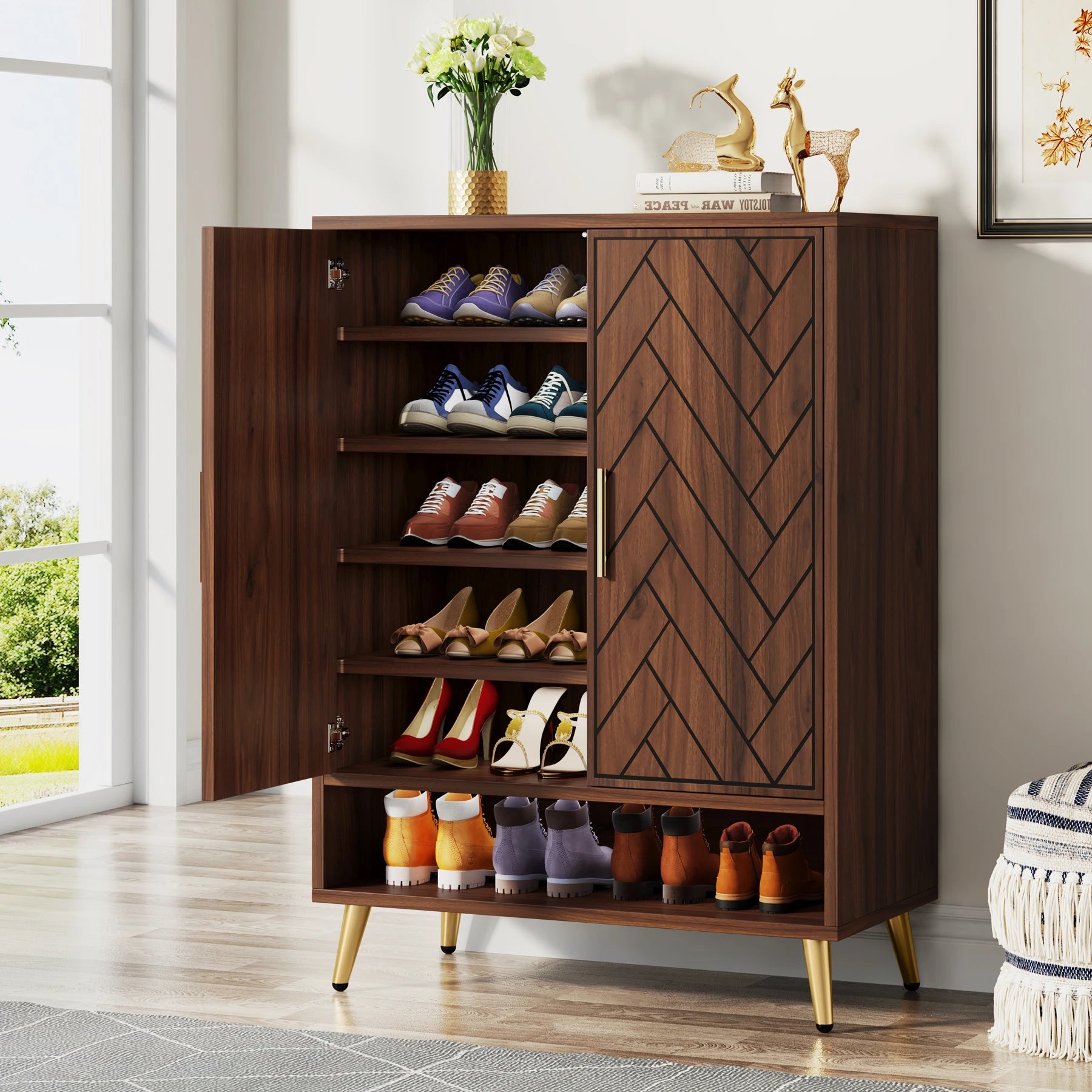 Nia Walnut Shoe Cabinet
