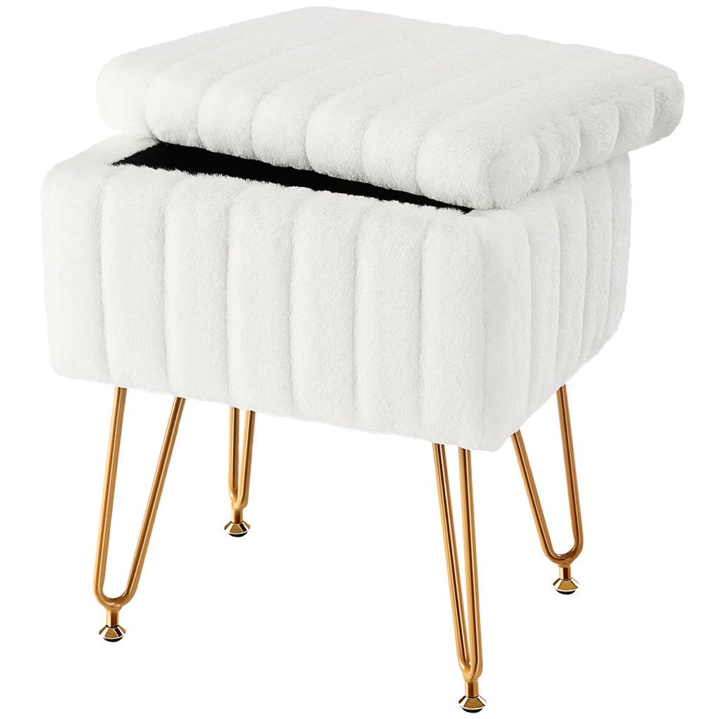 Museecho Faux-Fur Storage Ottoman