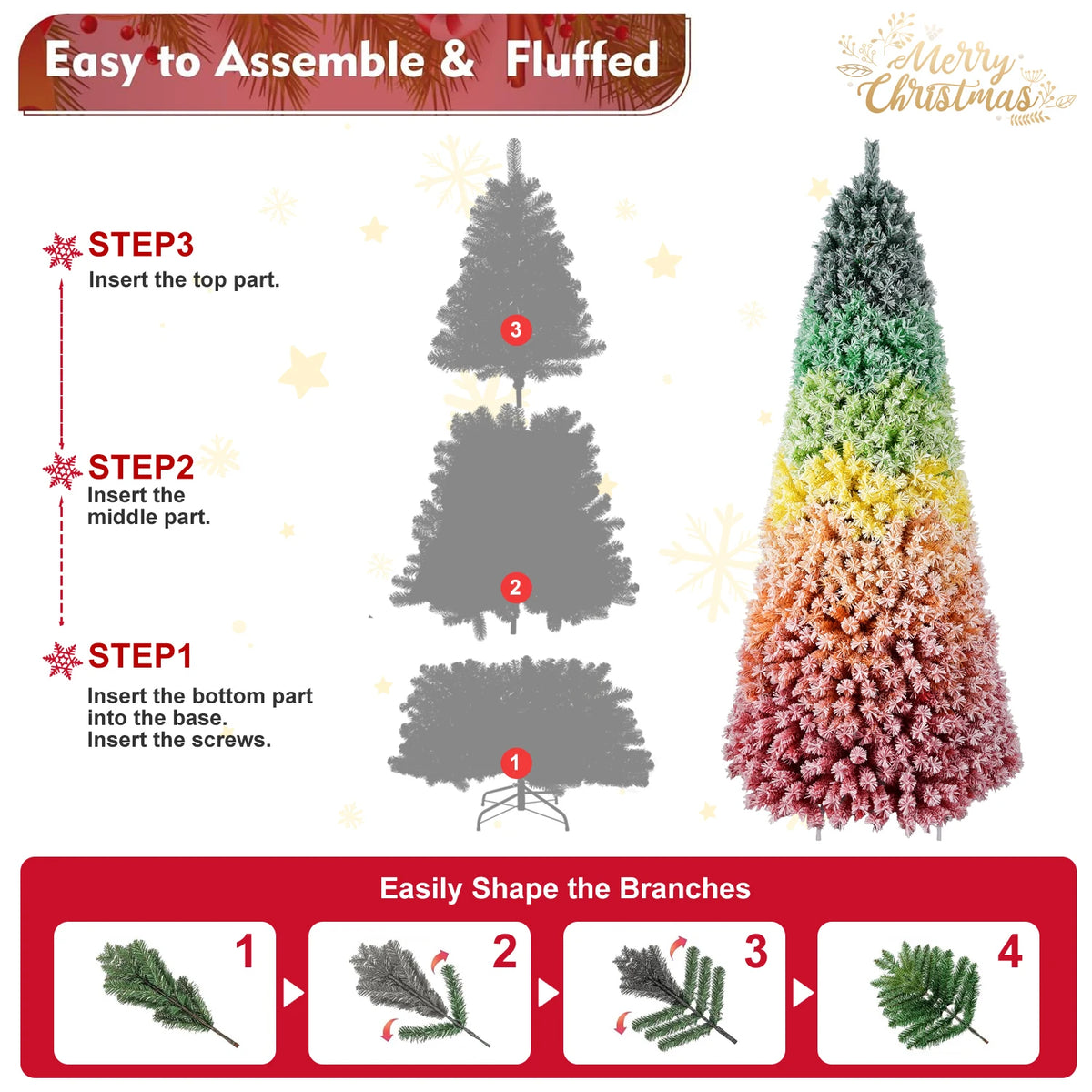 Everfrost Aurora Rainbow Christmas Tree – 7.5 ft