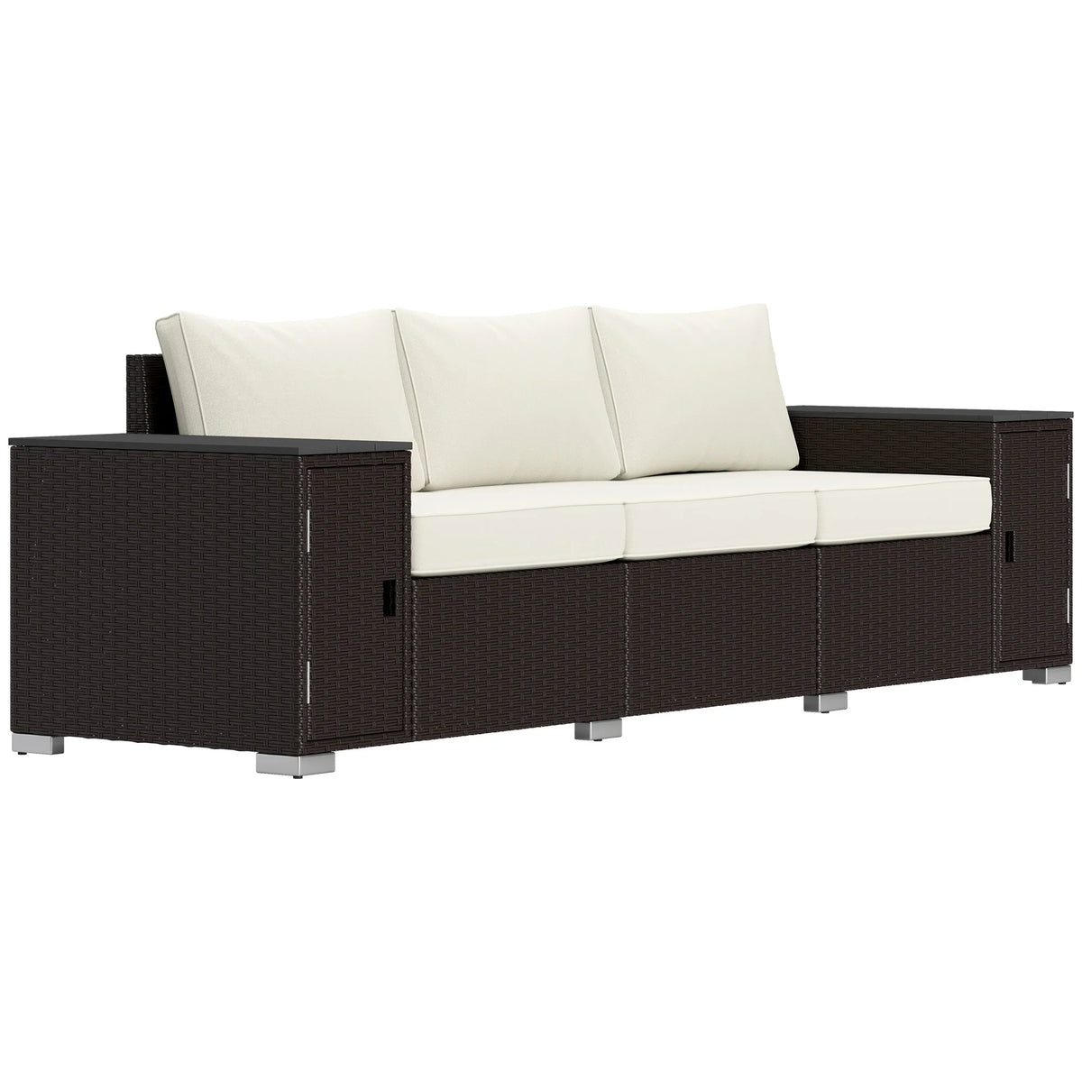 Solvara Wicker Storage Sofa – Cream