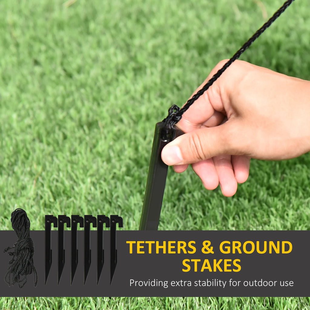 Tether ropes and six ground stakes included with the Merrysaurus inflatable