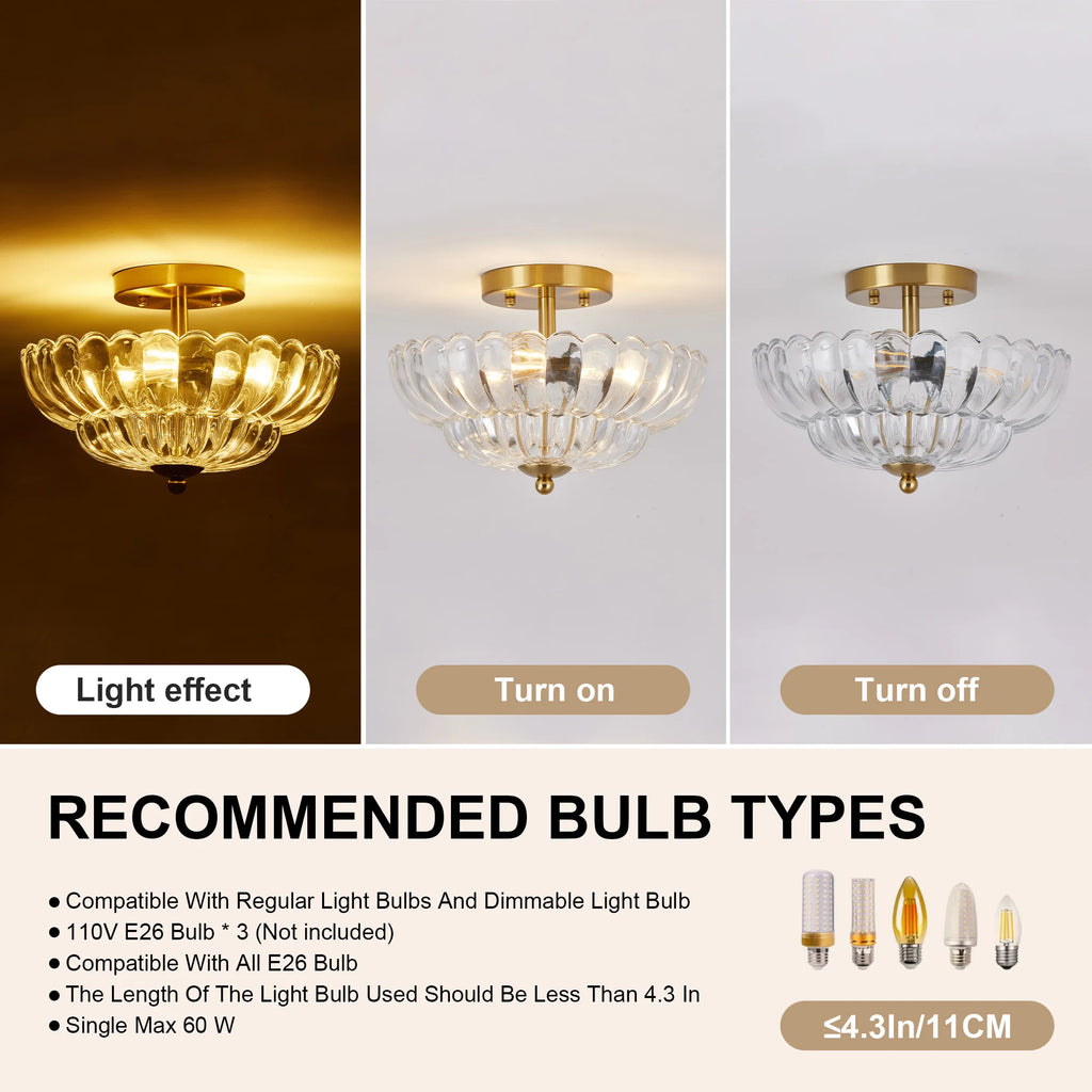 Westleigh Clear Glass Ceiling Light, Gold