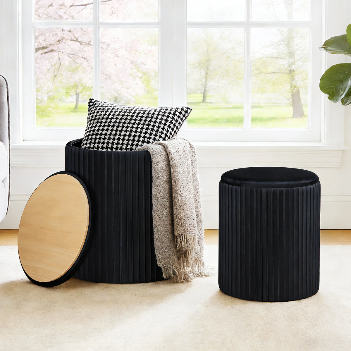 Rainline Round Storage Ottoman Set of 2