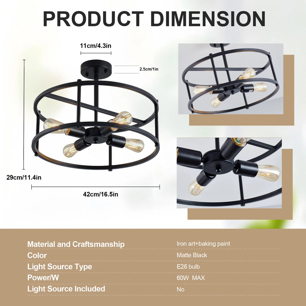 Trelmere Four-Light Cage Ceiling Light