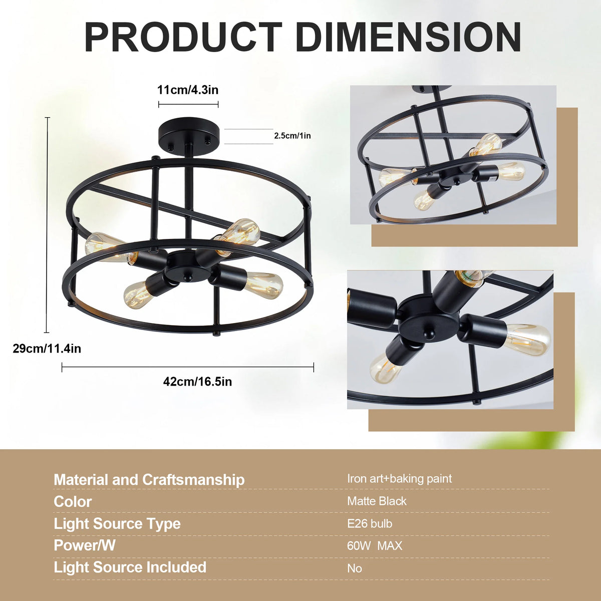 Trelmere Four-Light Cage Ceiling Light