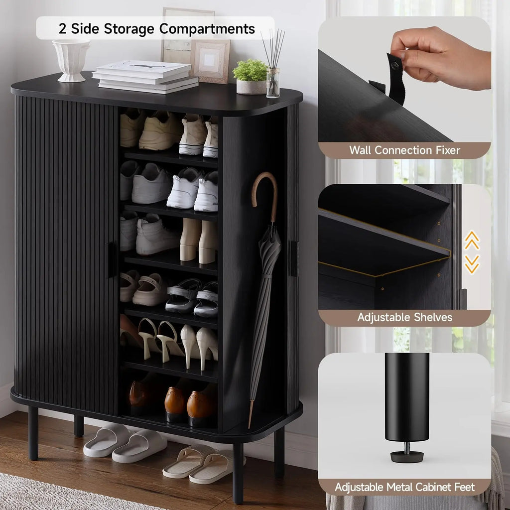 Sparkarc Fluted 6-Tier Shoe Cabinet