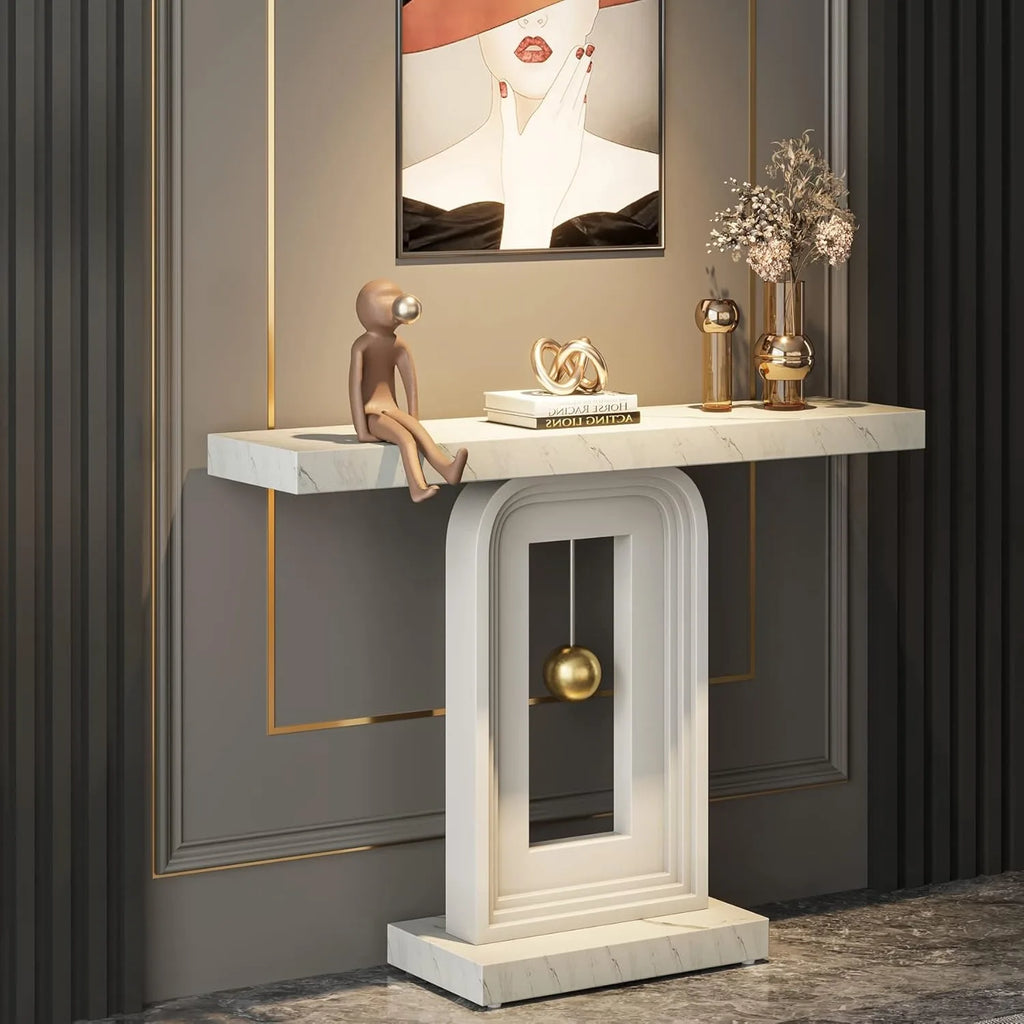 Solenne Faux Marble Console Table
